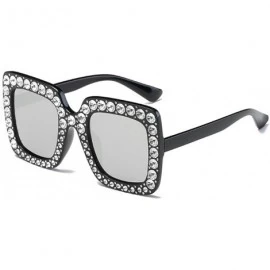 Square Women Sunglasses Crystal Brand Designer Oversized Square Sunglasses - C2 - CP18D9MKC8O $18.35