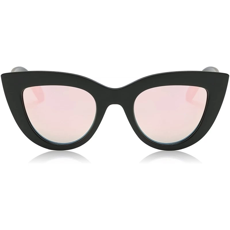 Square Retro Vintage Cateye Sunglasses for Women Plastic Frame Mirrored Lens SJ2939 - CJ12N7303GS $9.76