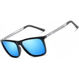 Sport Polarized Square Sunglasses for Men Vintage PC Frame Driving UV400 Protection - Black Blue - CX18RMIZS5X $28.57