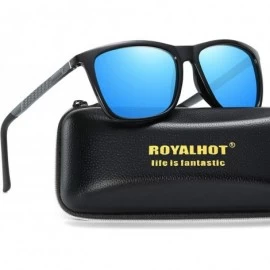 Sport Polarized Square Sunglasses for Men Vintage PC Frame Driving UV400 Protection - Black Blue - CX18RMIZS5X $16.99