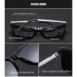 Sport Polarized Square Sunglasses for Men Vintage PC Frame Driving UV400 Protection - Black Blue - CX18RMIZS5X $16.99