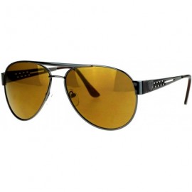 Aviator Designer Fashion Aviator Sunglasses Metal Frame Unisex Aviators - Gunmetal (Brown) - CW189OI6T79 $20.94