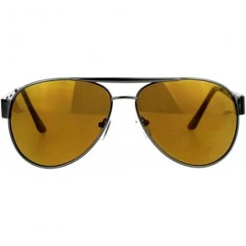 Aviator Designer Fashion Aviator Sunglasses Metal Frame Unisex Aviators - Gunmetal (Brown) - CW189OI6T79 $18.92
