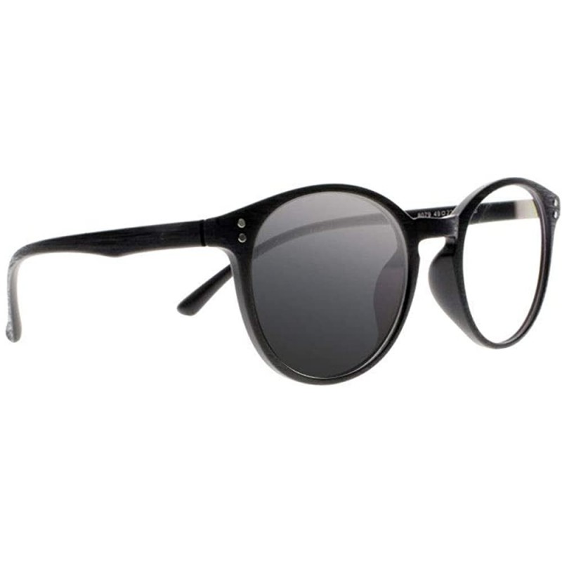 Round Mens TR90 Round Frame Transition Photochromic Bifocal Reading Glasses Sunglasses Readers - Wood Black - C818L0YUXK2 $46.07