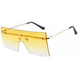 Oversized Oversized Square Sunglasses Flat Top Fashion Shades Oversize Sunglasses - Yellow - C9195NHCX9C $12.35