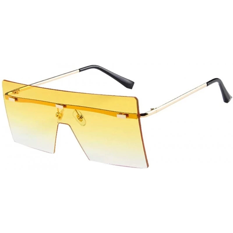 Oversized Oversized Square Sunglasses Flat Top Fashion Shades Oversize Sunglasses - Yellow - C9195NHCX9C $12.35