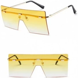 Oversized Oversized Square Sunglasses Flat Top Fashion Shades Oversize Sunglasses - Yellow - C9195NHCX9C $19.29