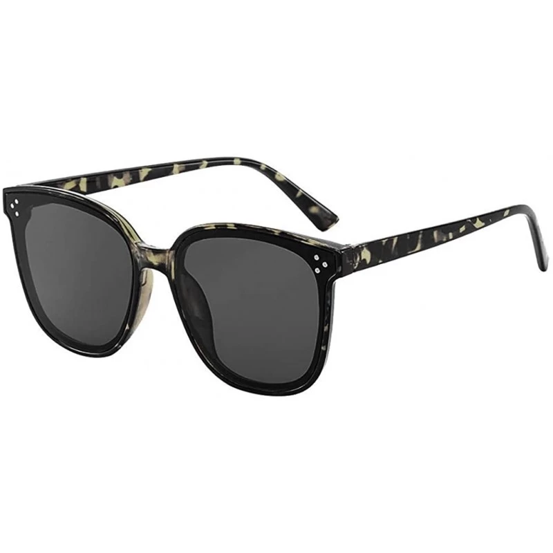Square Vintage Polarized Sunglasses For Women Oversized Square Metal Frame Retro Fashion Shades - Brown - CL199KXG866 $16.08
