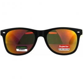 Wayfarer Real Bamboo Wood Temple Sunglasses Casual Horn Rim Matted Frame - Black (Fuchsia Mirror) - CI18DD0HYOE $15.91