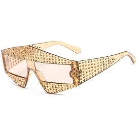 Goggle Fashion Show Sunglasses Cool Goggles with Case Plastic Durable Frame UV Protection - Champagne - CC18LDNUNEI $14.94
