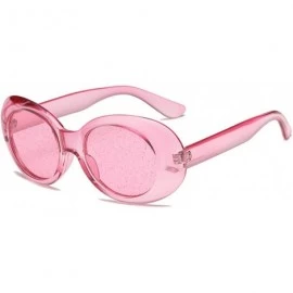 Square Women's Cat Eye Sunglasses Retro Oval Oversized Plastic Lenses glasses - Pink - CE18NOAC0GC $8.83