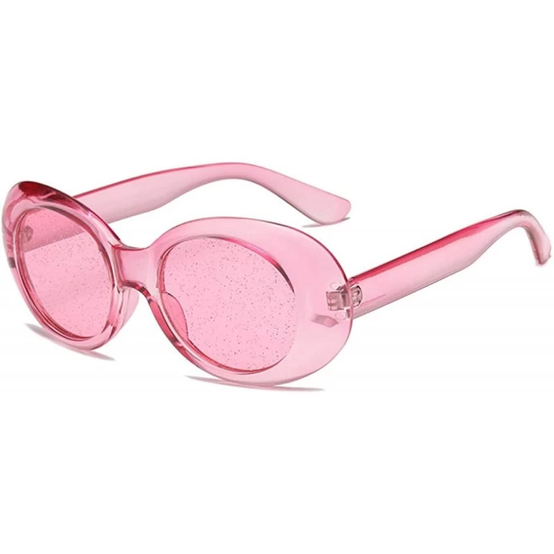 Square Women's Cat Eye Sunglasses Retro Oval Oversized Plastic Lenses glasses - Pink - CE18NOAC0GC $18.97