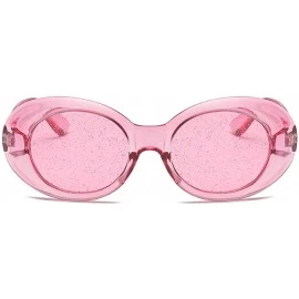 Square Women's Cat Eye Sunglasses Retro Oval Oversized Plastic Lenses glasses - Pink - CE18NOAC0GC $18.97