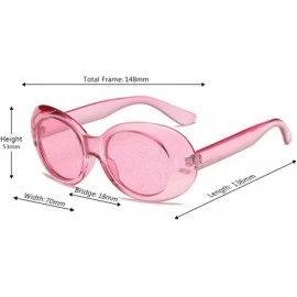 Square Women's Cat Eye Sunglasses Retro Oval Oversized Plastic Lenses glasses - Pink - CE18NOAC0GC $18.97