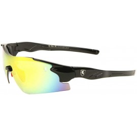 Shield Khan Sport Half Rim Wrap Around Shield Sunglasses - Black Frame - C518WT5DCCG $22.76