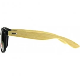 Wayfarer Real Bamboo Wood Temple Sunglasses Casual Horn Rim Matted Frame - Black (Fuchsia Mirror) - CI18DD0HYOE $15.91