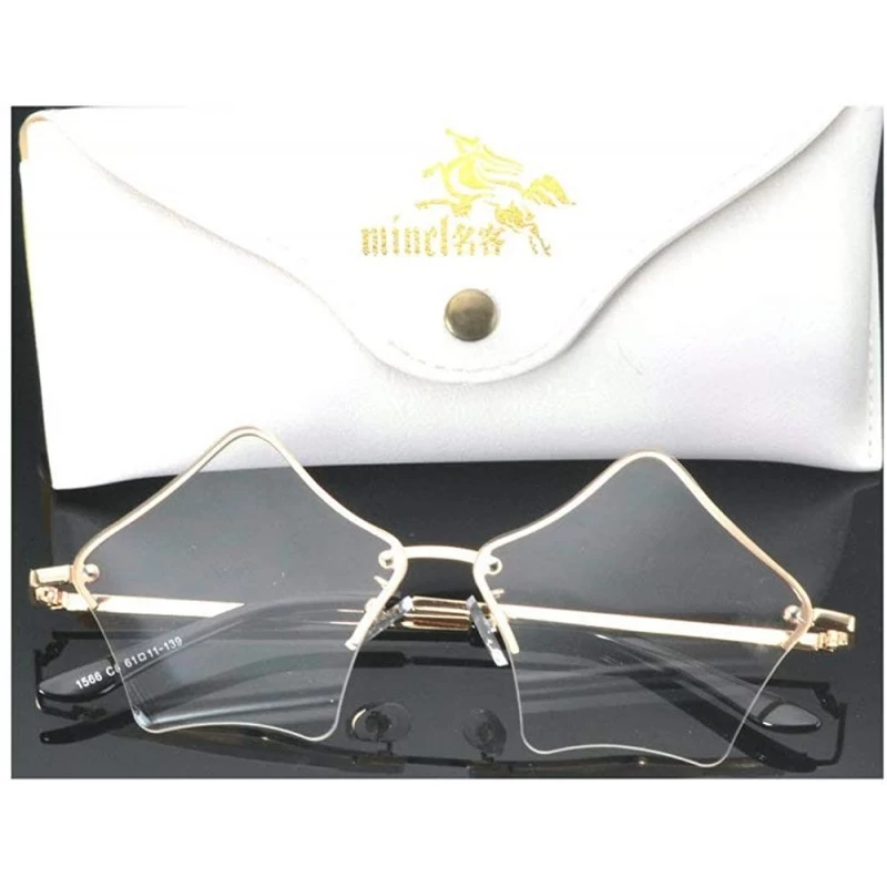 Oversized Super Cute Star Shape Rimless Sunglasses Metal Frame Transparent Candy Color Eyewear - Clear - CS18GUHU42C $9.48