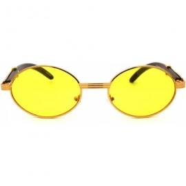 Round Retro Art Nouveau Vintage Style Small Oval Metal Frame Sunglasses - Gold Yellow - CP197EG95WA $13.68