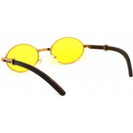 Round Retro Art Nouveau Vintage Style Small Oval Metal Frame Sunglasses - Gold Yellow - CP197EG95WA $22.69