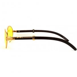 Round Retro Art Nouveau Vintage Style Small Oval Metal Frame Sunglasses - Gold Yellow - CP197EG95WA $22.69