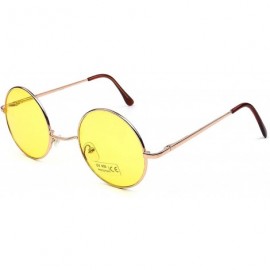 Round Women's SJT-TZ Colored Tinted Lens Retro Metal Round Sunglasses - Yellow - CR12D7YCF23 $21.40