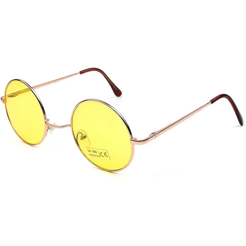 Round Women's SJT-TZ Colored Tinted Lens Retro Metal Round Sunglasses - Yellow - CR12D7YCF23 $12.89