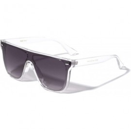 Shield Flat Top Rectangle Stud One Piece Shield Lens Squared Cat Eye Sunglasses - Smoke Clear - CW1995O9KWW $29.45