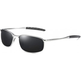 Sport Polarized Sunglasses Goggles Eyewear Protection - Silver Black - CX18M9HIUUH $19.33