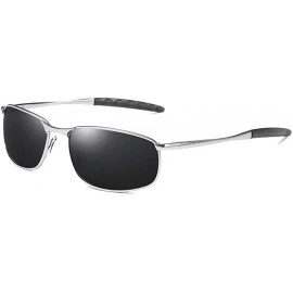 Sport Polarized Sunglasses Goggles Eyewear Protection - Silver Black - CX18M9HIUUH $16.80