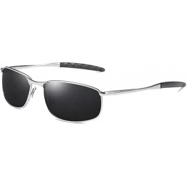 Sport Polarized Sunglasses Goggles Eyewear Protection - Silver Black - CX18M9HIUUH $11.04