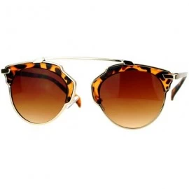 Round Designer Fashion Sunglasses Top Bar Bridge Unisex Retro Chic UV 400 - Gold Tortoise - CT1287SF369 $20.46