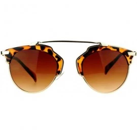 Round Designer Fashion Sunglasses Top Bar Bridge Unisex Retro Chic UV 400 - Gold Tortoise - CT1287SF369 $20.46