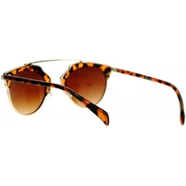 Round Designer Fashion Sunglasses Top Bar Bridge Unisex Retro Chic UV 400 - Gold Tortoise - CT1287SF369 $20.46