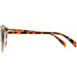 Round Designer Fashion Sunglasses Top Bar Bridge Unisex Retro Chic UV 400 - Gold Tortoise - CT1287SF369 $20.46