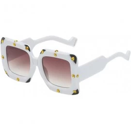 Goggle Fashion Men Women Large Frame Oversize Sunglasses Rhinestone Decorated Sun Glasses - C - CX18TRR6RXD $20.12