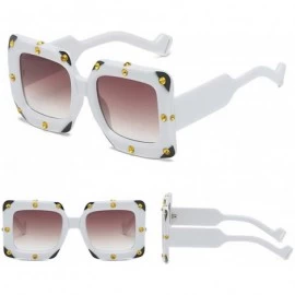 Goggle Fashion Men Women Large Frame Oversize Sunglasses Rhinestone Decorated Sun Glasses - C - CX18TRR6RXD $9.09