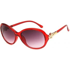 Oval Women Sunglasses Retro Bright Black Drive Holiday Oval Non-Polarized UV400 - Wine Red Grey - C218RLYXZX5 $17.34