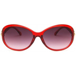Oval Women Sunglasses Retro Bright Black Drive Holiday Oval Non-Polarized UV400 - Wine Red Grey - C218RLYXZX5 $11.88