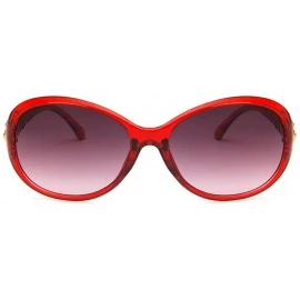 Oval Women Sunglasses Retro Bright Black Drive Holiday Oval Non-Polarized UV400 - Wine Red Grey - C218RLYXZX5 $17.34
