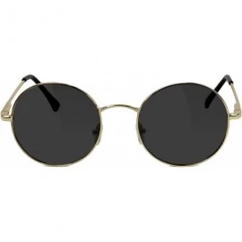 Round Mayfair Premium Polarized Sunglasses with Anti-reflective lenses - Gold - CA193WNQ6DE $34.92