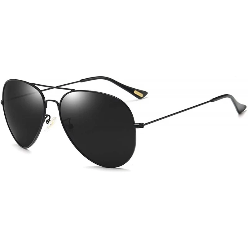 Aviator Polarized Aviator Sunglasses for Men Women Memory Metal Lightweight Frame - Black - C918NGM6ZS7 $18.71