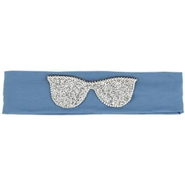 Wrap Plain Stretch Headb s Sunglasses Elastic Headb Rhinestones Hair B - Silver Blue - CH18T74MS89 $61.77