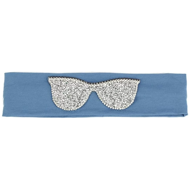 Wrap Plain Stretch Headb s Sunglasses Elastic Headb Rhinestones Hair B - Silver Blue - CH18T74MS89 $38.92