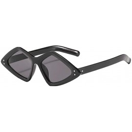 Round Unisex Lightweight Irregular Fashion Sunglasses Mirrored Polarized Lens Glasses - Black - CE18S6TL75N $21.64