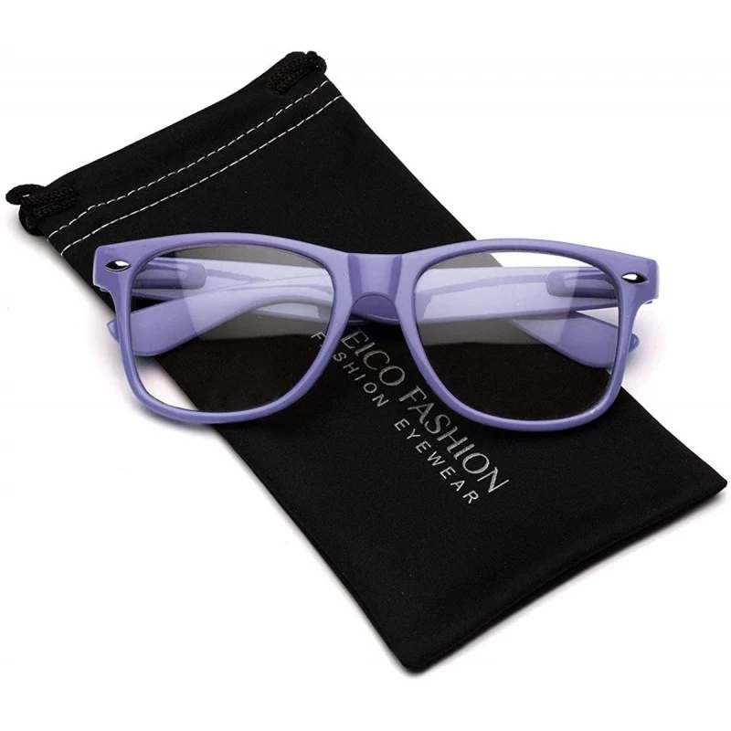Wayfarer Iconic Square Non-Prescription Clear Lens Retro Fashion Nerd Glasses Men Women - Lavender - C4195I29ID7 $9.58