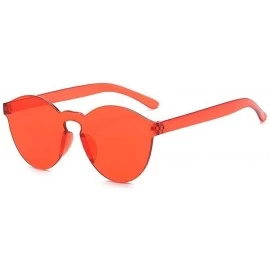 Rimless Summer Women Rimless Sunglasses Transparent Shades Sun Glasses Female Cool Candy Color UV400 Eyewear - Red - CG18T9X3...