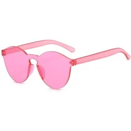 Rimless Summer Women Rimless Sunglasses Transparent Shades Sun Glasses Female Cool Candy Color UV400 Eyewear - Red - CG18T9X3...