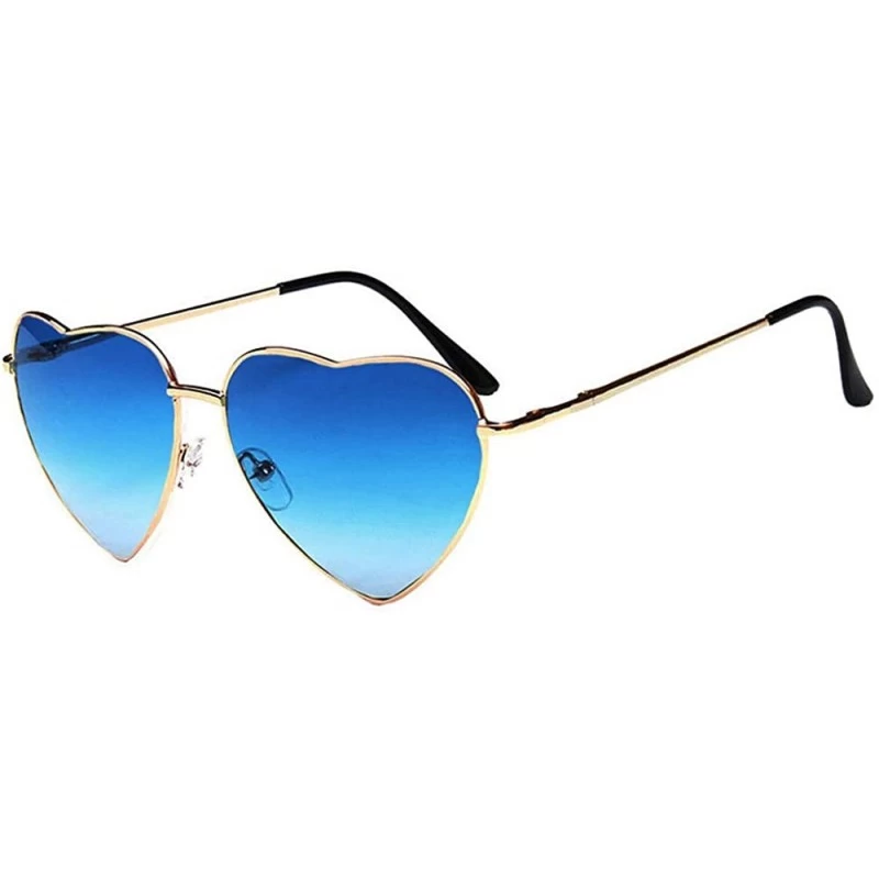 Aviator Heart Shape Sunglasses Fashion Aviator Tinted Lens Eyeglasses Metal Frame Eyewear - Blue - CP18SCNH735 $28.12