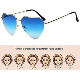 Aviator Heart Shape Sunglasses Fashion Aviator Tinted Lens Eyeglasses Metal Frame Eyewear - Blue - CP18SCNH735 $28.12