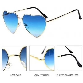 Aviator Heart Shape Sunglasses Fashion Aviator Tinted Lens Eyeglasses Metal Frame Eyewear - Blue - CP18SCNH735 $28.12